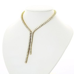 Collier cravate montés en rivière de diamants (total de 17,48 carats) entièrement articulé - or 18 carats